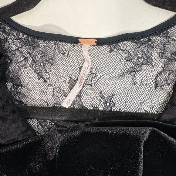 Free People midnight hour Black Velvet with Lace mini dress NWT - Picture 9 of 10